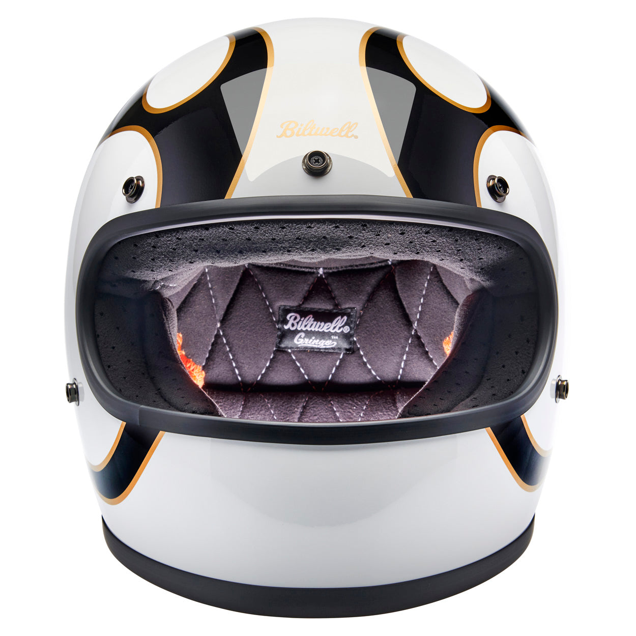 Gringo ECE R22.06 Helmet - Gloss White / Black Flames
