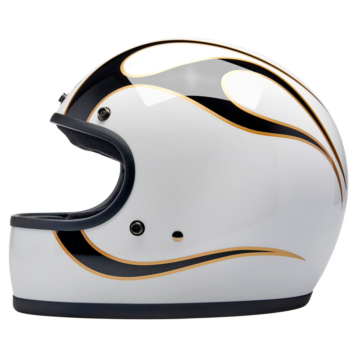 Gringo ECE R22.06 Helmet - Gloss White / Black Flames