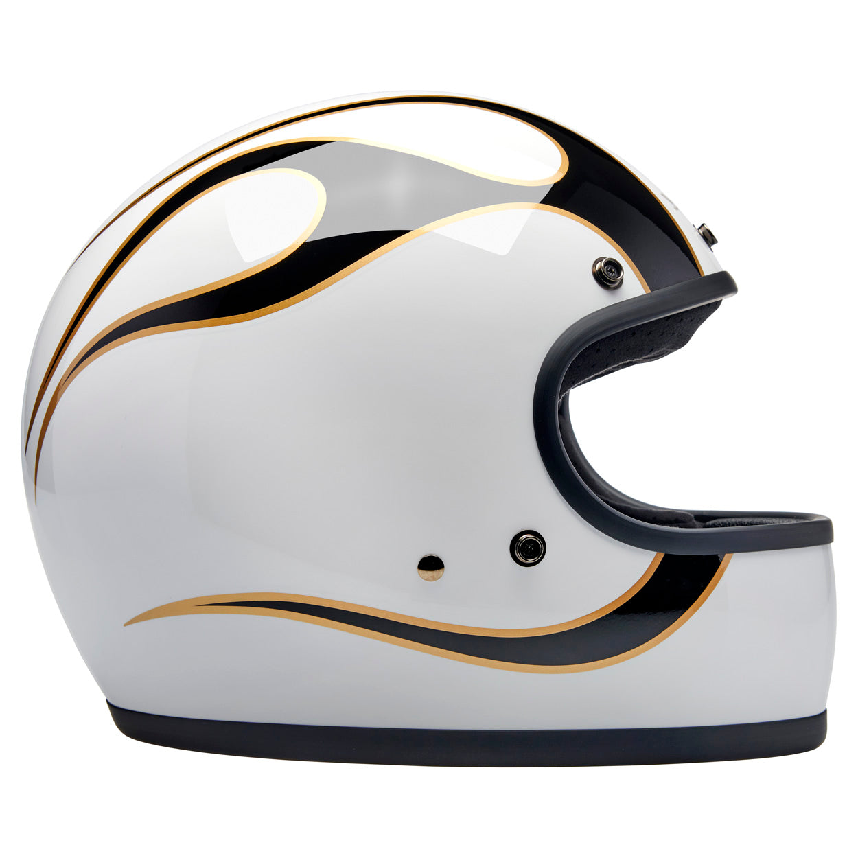 Gringo ECE R22.06 Helmet - Gloss White / Black Flames