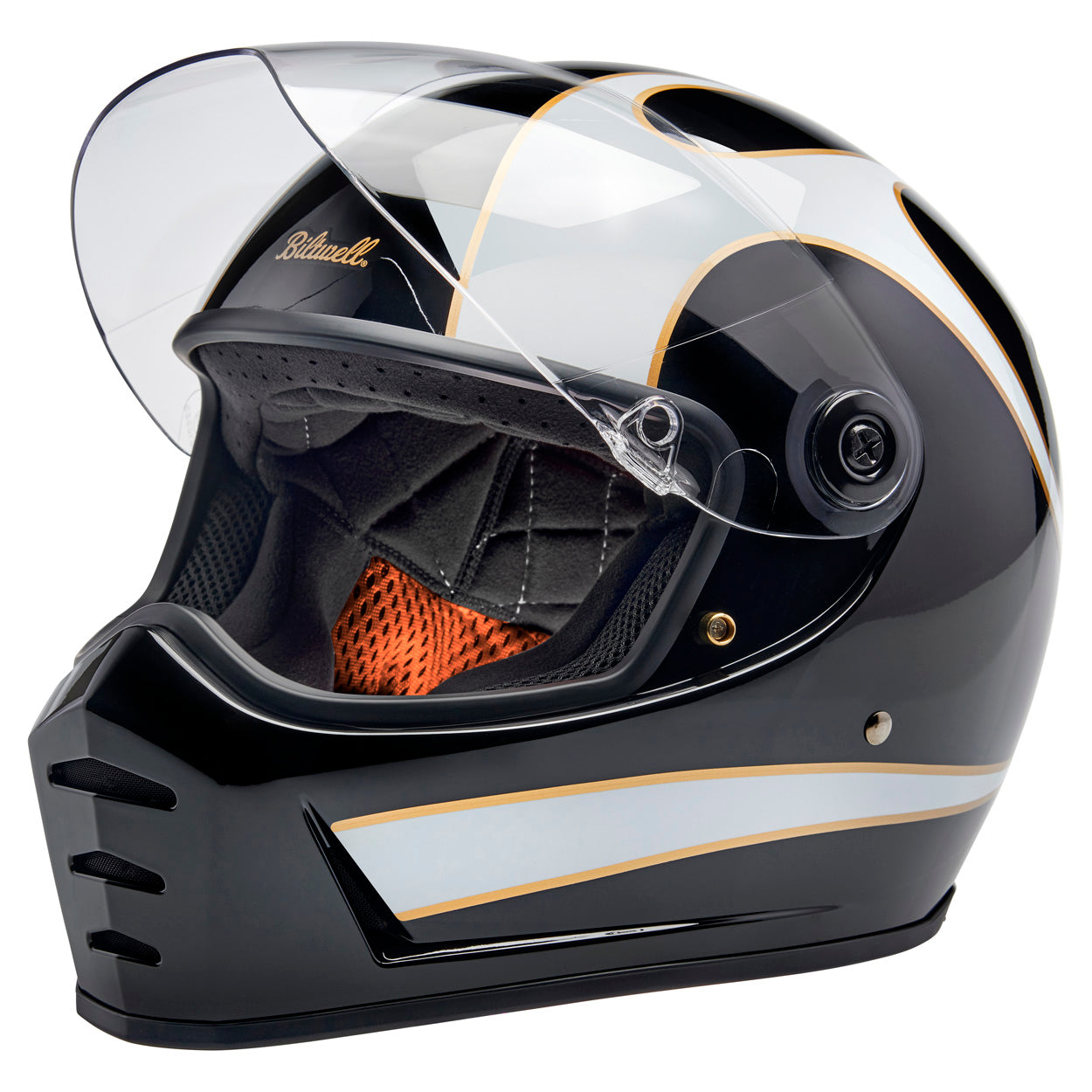 Lane Splitter Helmet - Gloss Black / Gloss White Flames