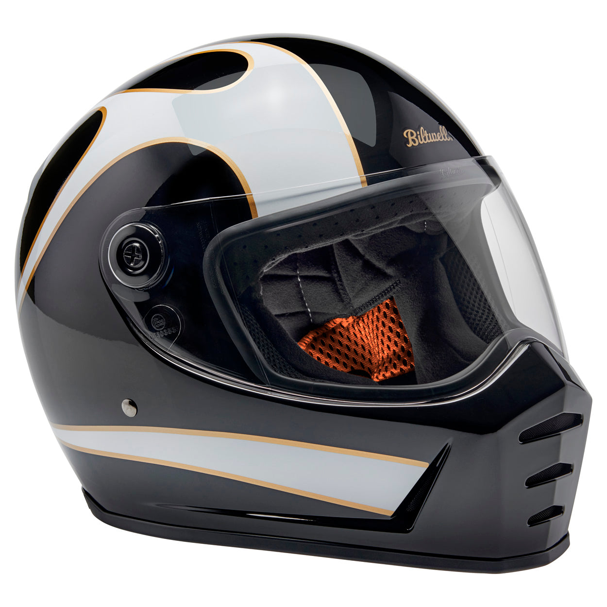 Lane Splitter Helmet - Gloss Black / Gloss White Flames