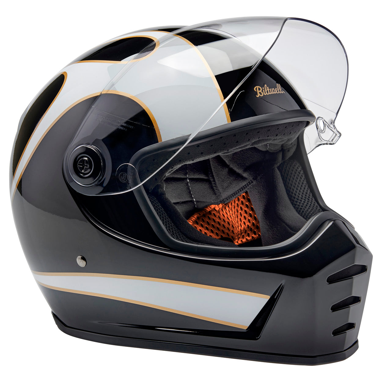 Lane Splitter Helmet - Gloss Black / Gloss White Flames