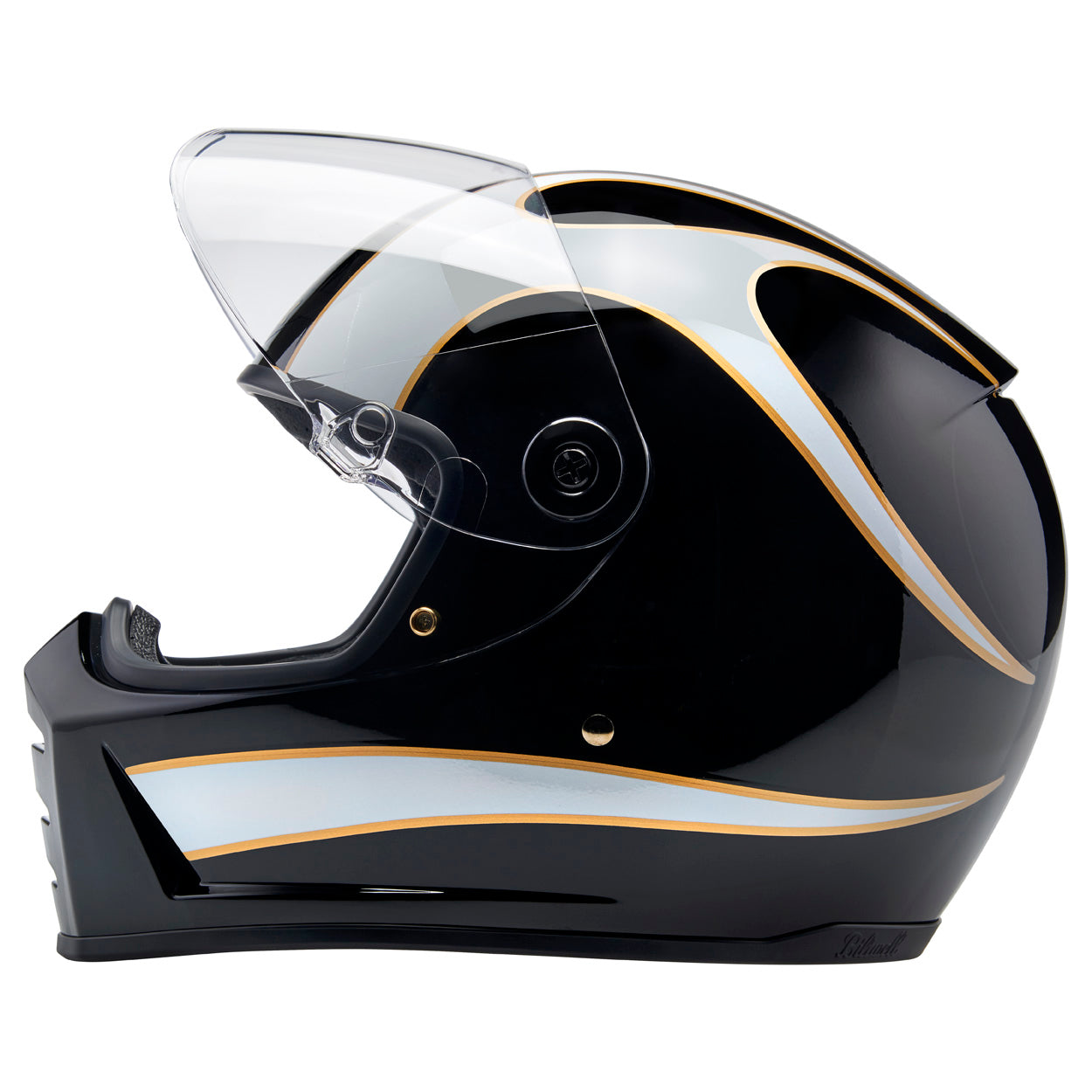 Lane Splitter Helmet - Gloss Black / Gloss White Flames