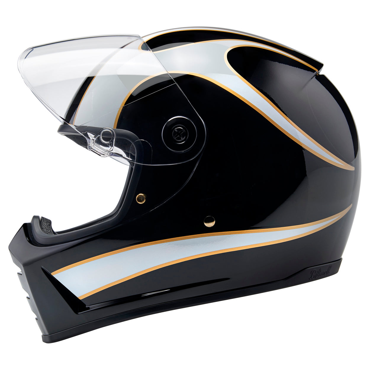 Lane Splitter Helmet - Gloss Black / Gloss White Flames
