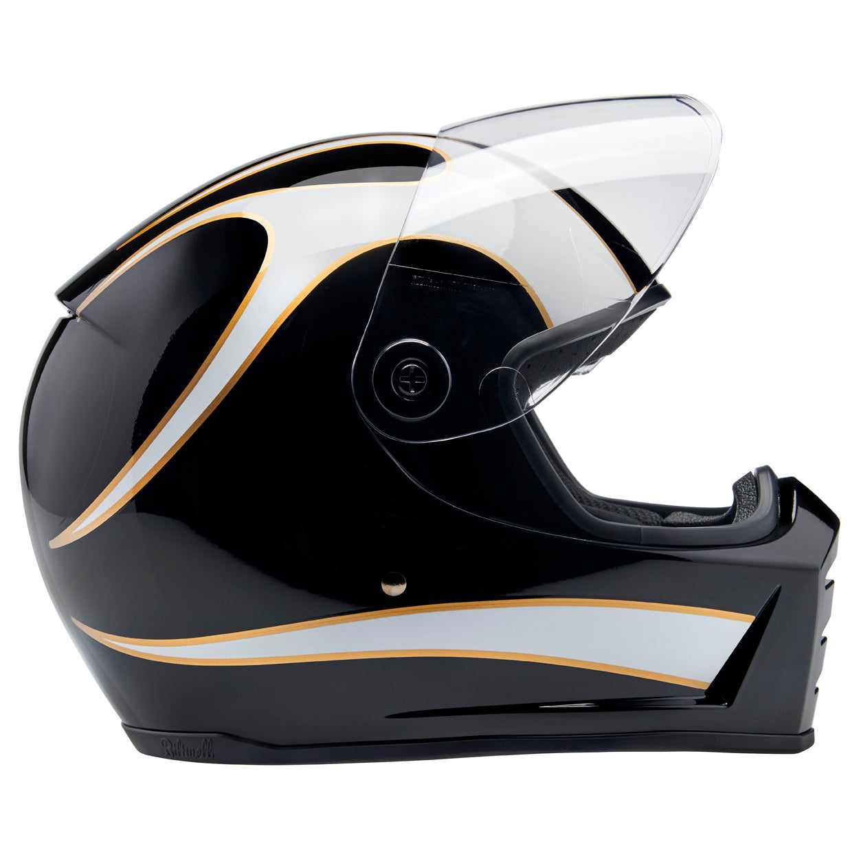 Lane Splitter Helmet - Gloss Black / Gloss White Flames