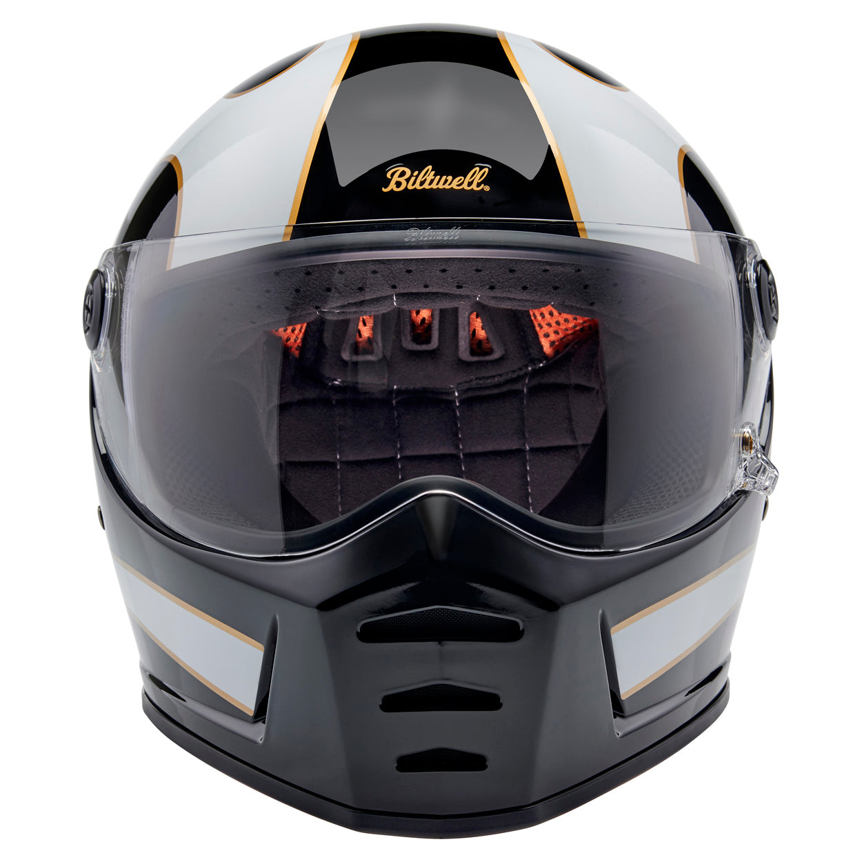Lane Splitter Helmet - Gloss Black / Gloss White Flames