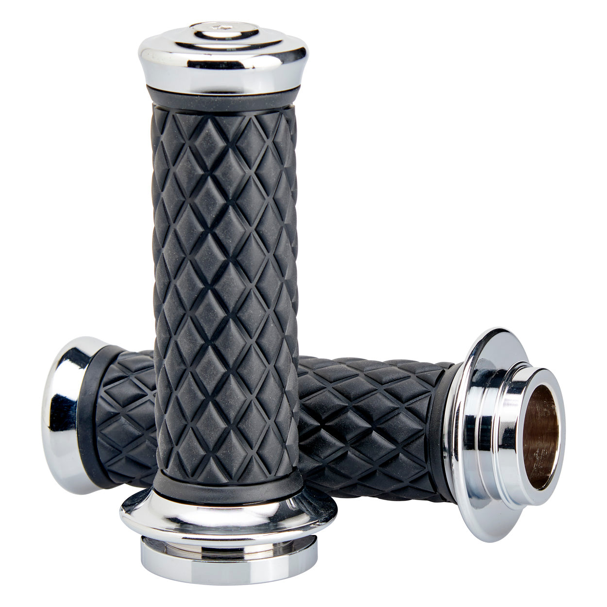 1" AlumiCore TBW Grips For H-D Bars With Hollow Tube End on Clutch Side - Chrome