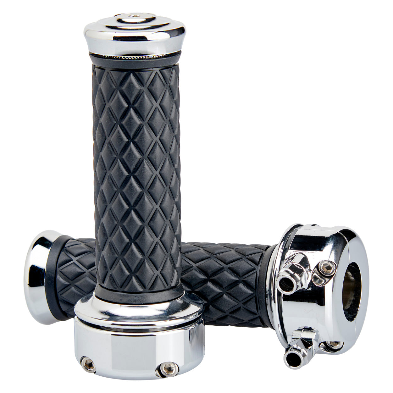 1" AlumiCore Custom Grips with 2-Cable Throttle - Chrome