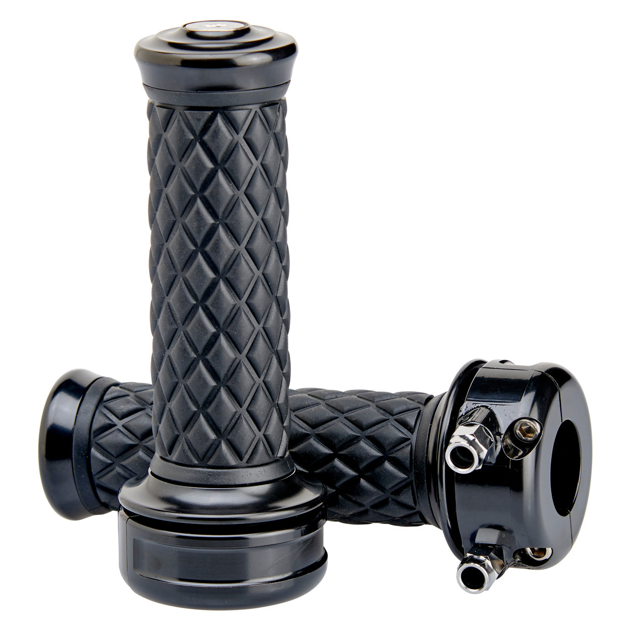 1" AlumiCore Custom Grips with 2-Cable Throttle - Black Electroplate