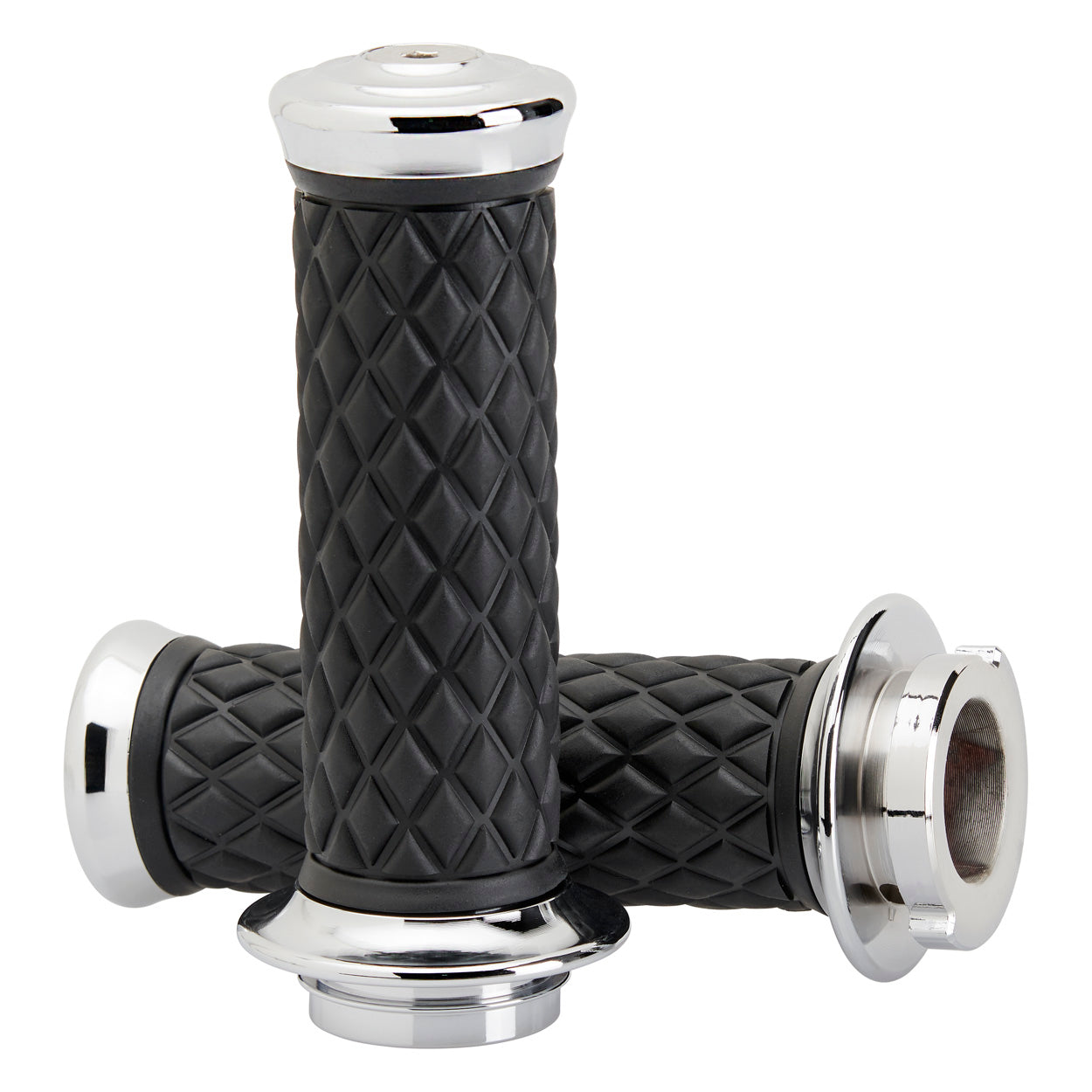 1" AlumiCore TBW Grips For H-D Bars With Internal Vibe Isolator on Clutch Side - Chrome