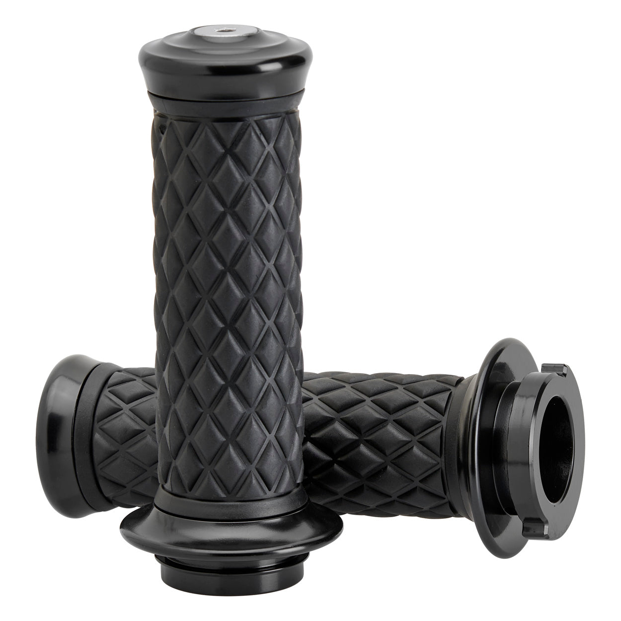 1" AlumiCore TBW Grips For H-D Bars With Internal Vibe Isolator on Clutch Side - Black Electroplate