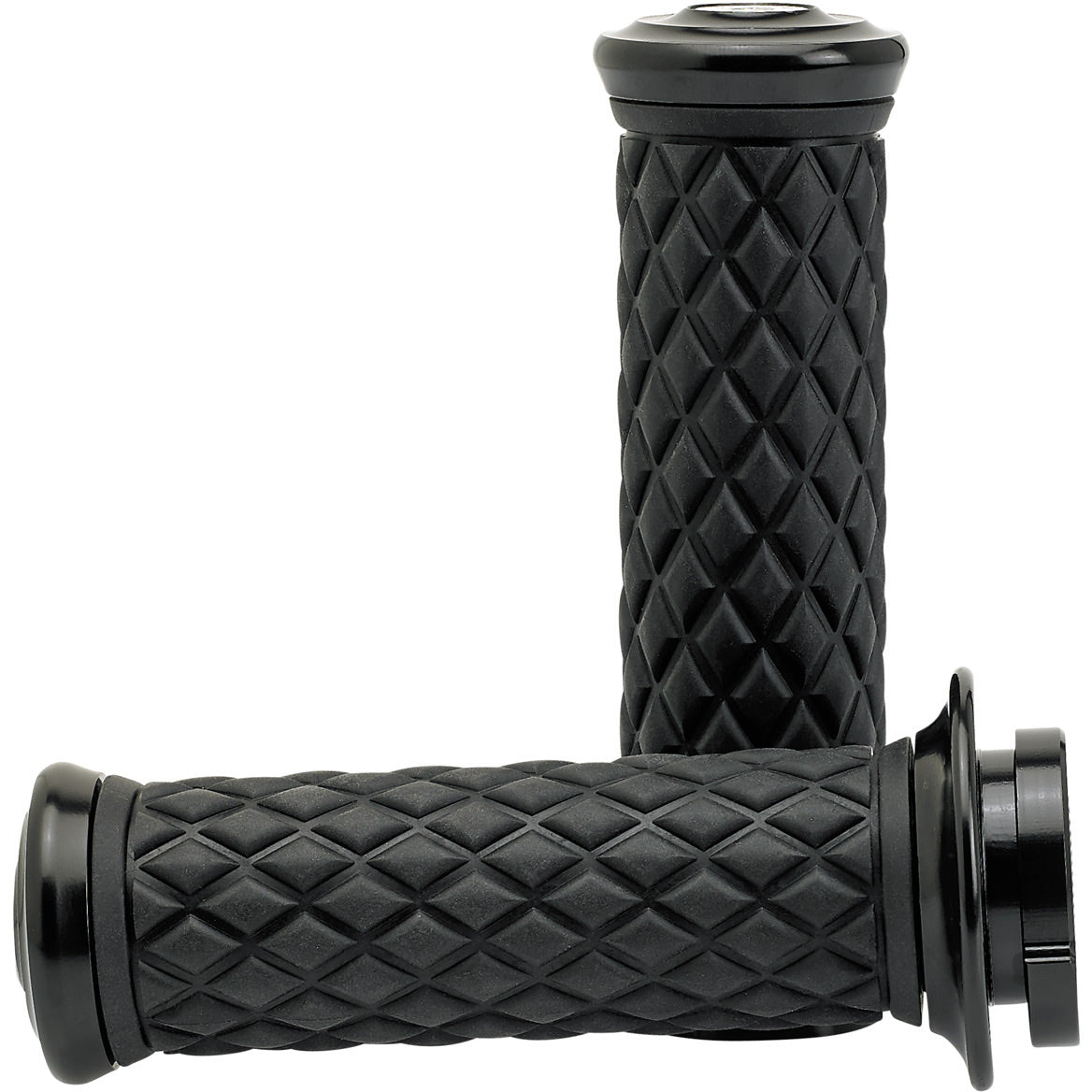 1" AlumiCore TBW Grips For H-D Bars With Internal Vibe Isolator on Clutch Side - Black Electroplate