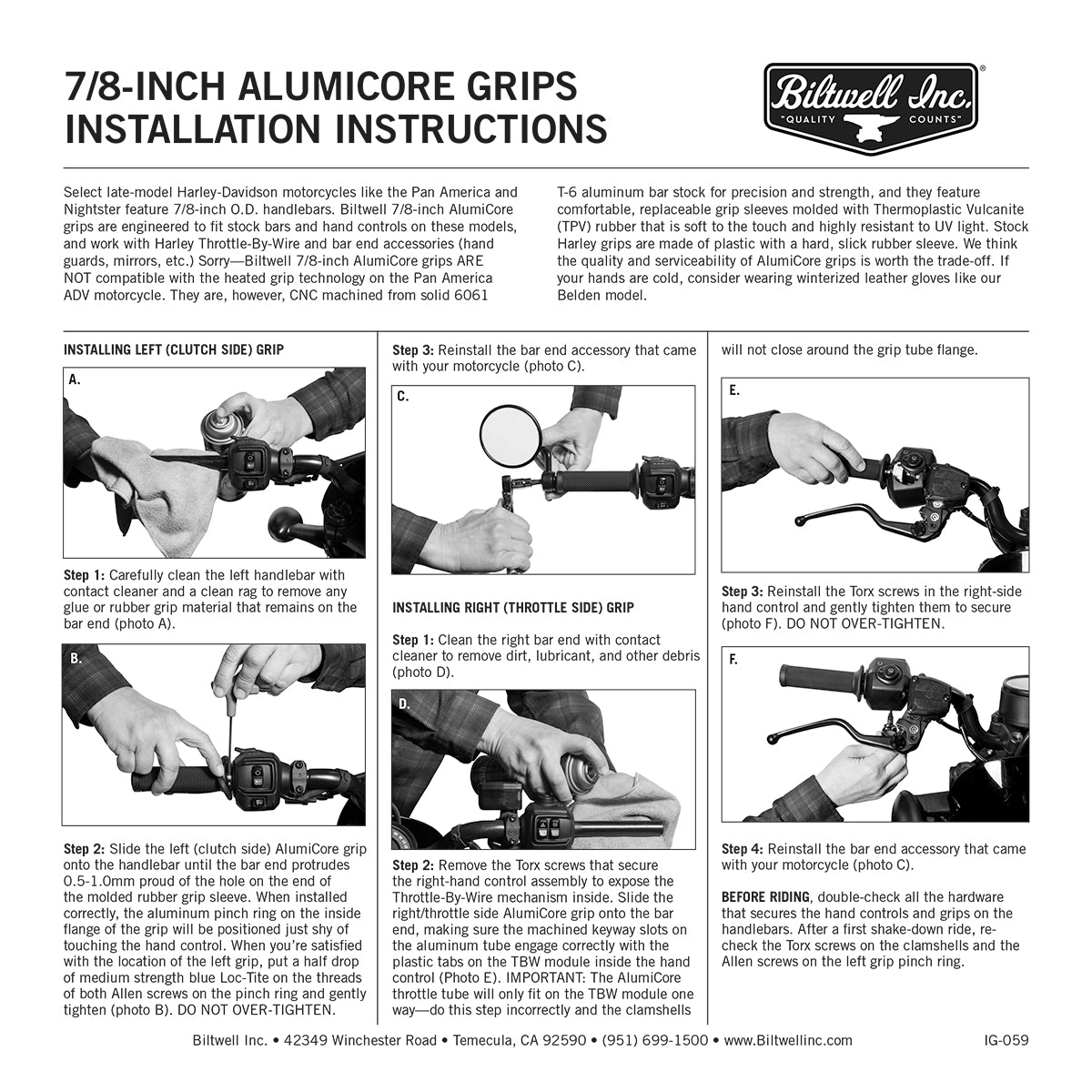 AlumiCore Grip Set TBW 7/8" - Black Electroplate