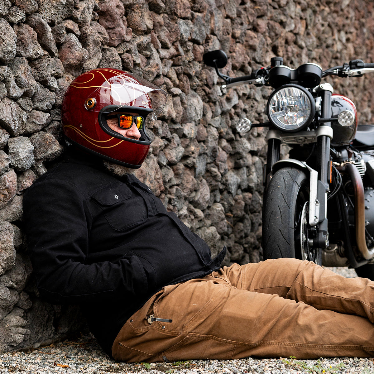 Gringo S Helmet - Gloss Garnet Red Flames