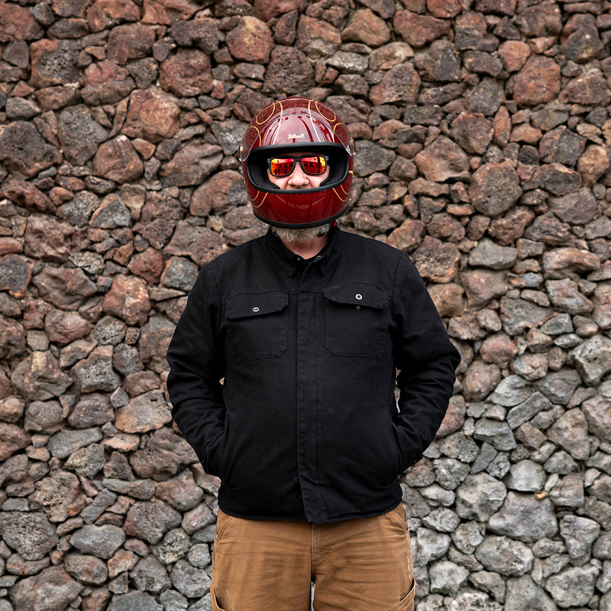 Gringo S Helmet - Gloss Garnet Red Flames