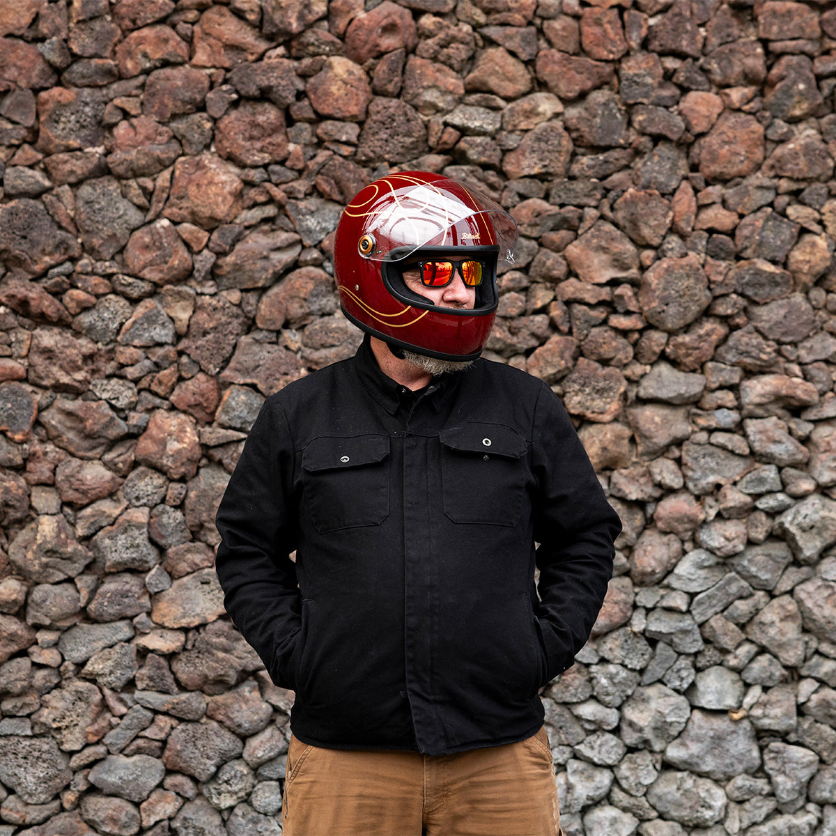 Gringo S Helmet - Gloss Garnet Red Flames