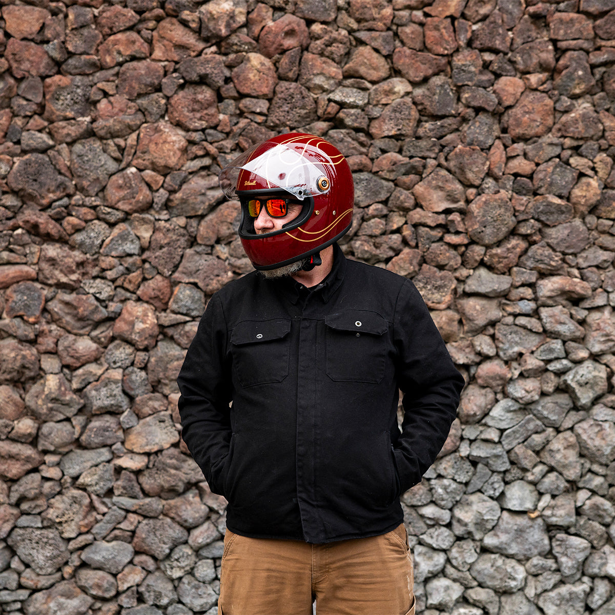 Gringo S Helmet - Gloss Garnet Red Flames