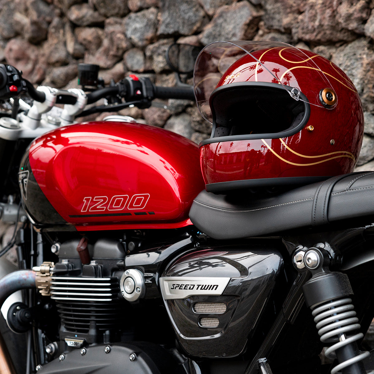 Gringo S Helmet - Gloss Garnet Red Flames