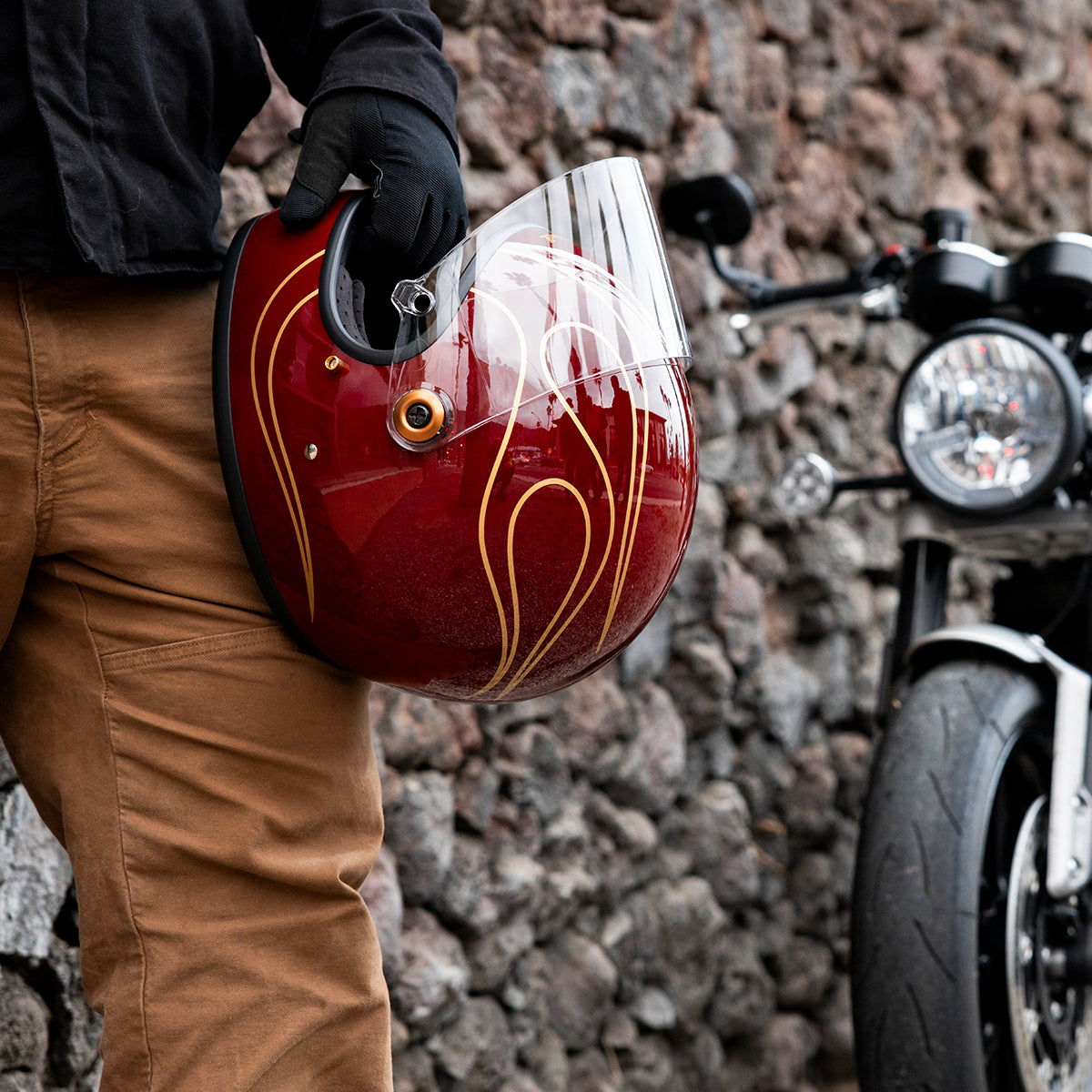 Gringo S Helmet - Gloss Garnet Red Flames
