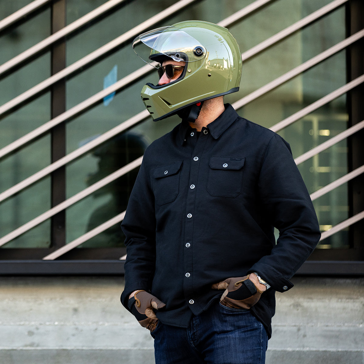 Lane Splitter Helmet - Gloss Olive Green