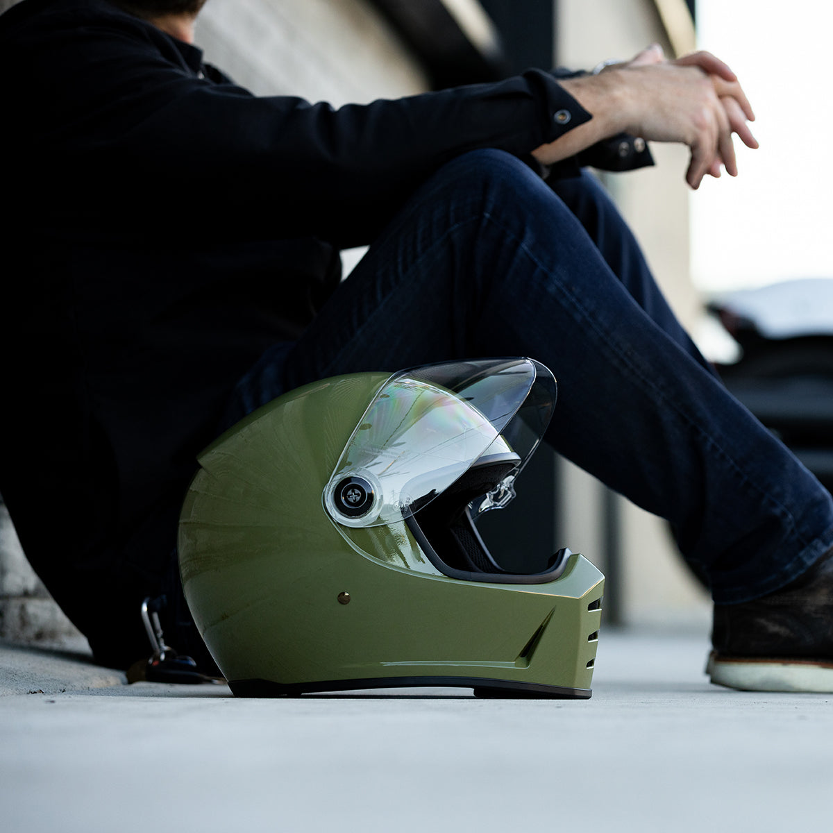 Lane Splitter Helmet - Gloss Olive Green