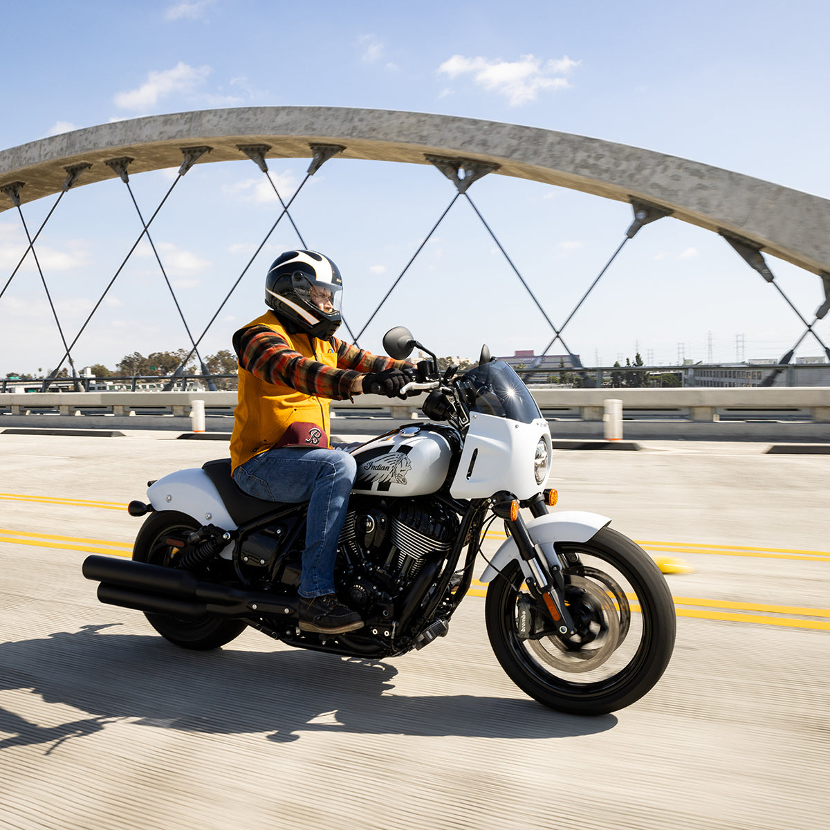 Lane Splitter Helmet - Gloss Black / Gloss White Flames