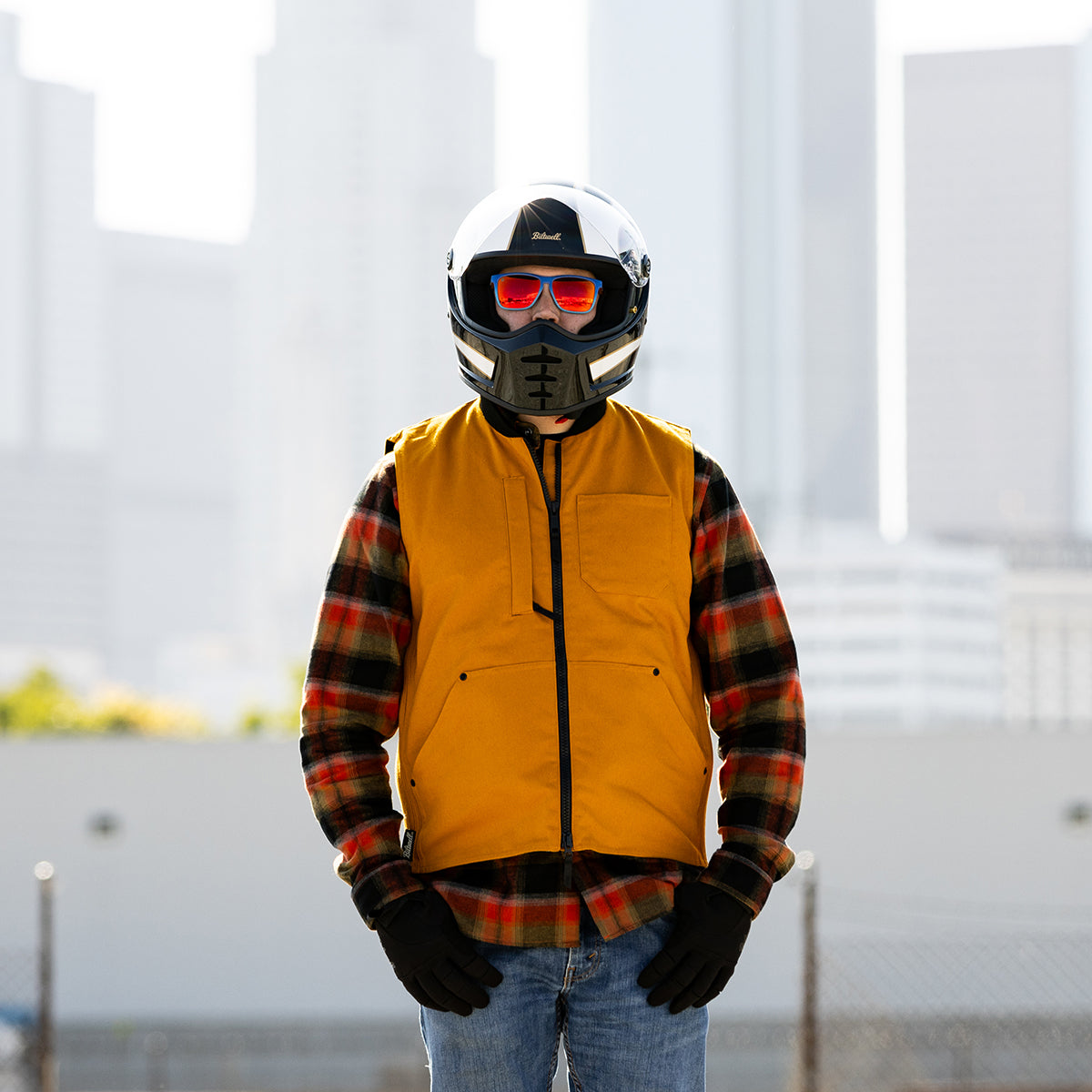 Lane Splitter Helmet - Gloss Black / Gloss White Flames