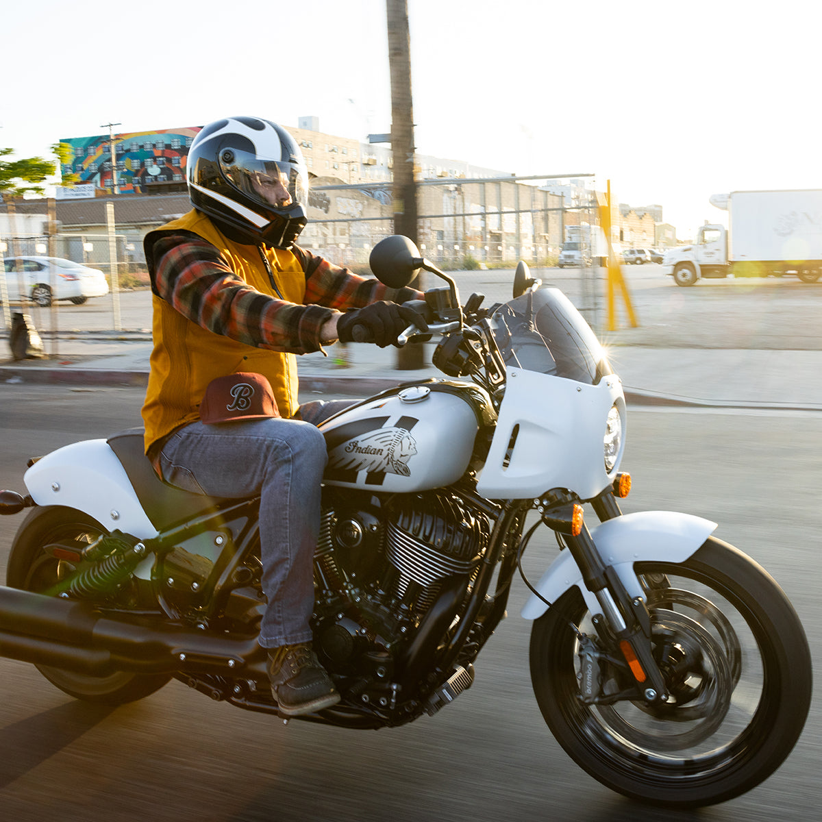 Lane Splitter Helmet - Gloss Black / Gloss White Flames