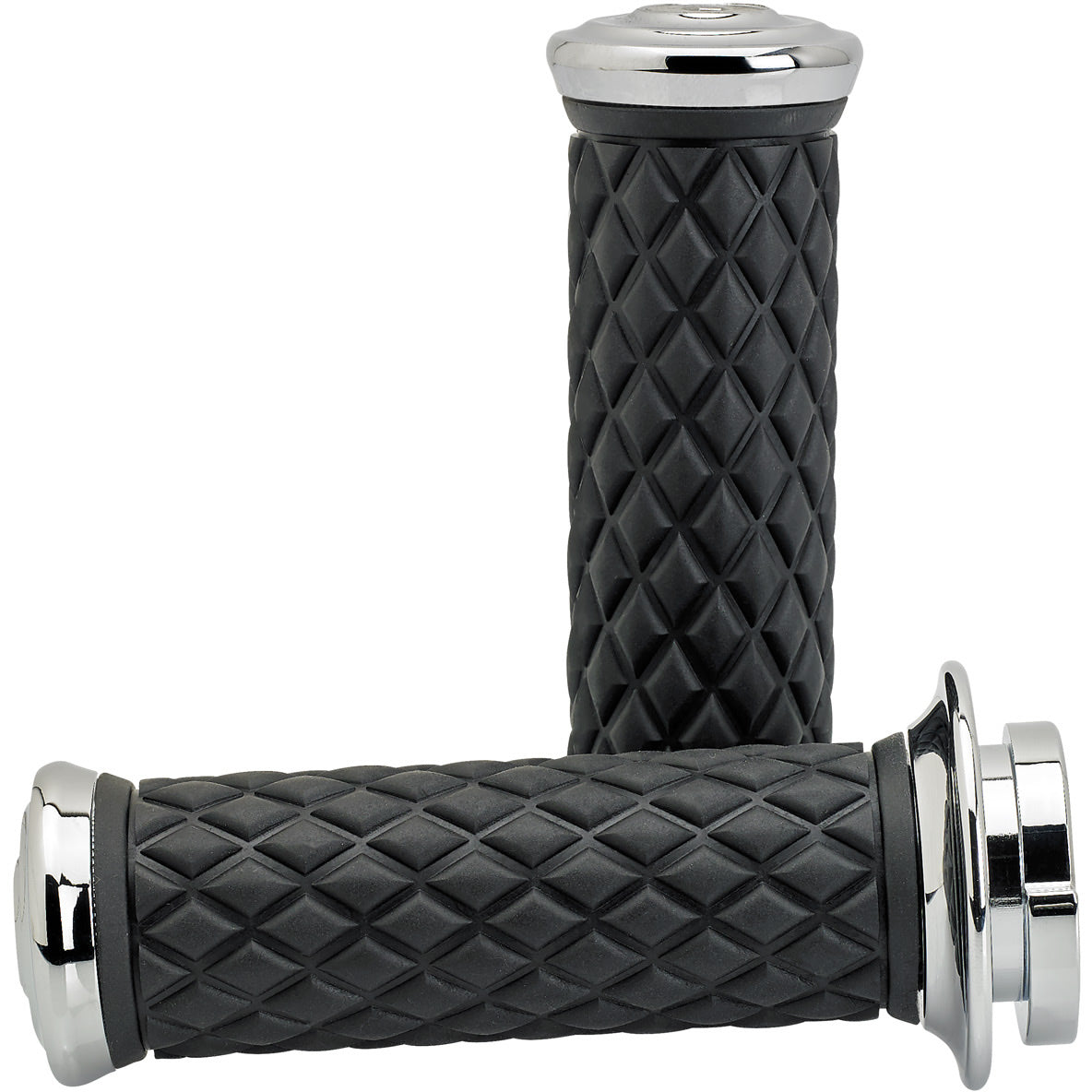1" AlumiCore TBW Grips For H-D Bars With Hollow Tube End on Clutch Side - Chrome