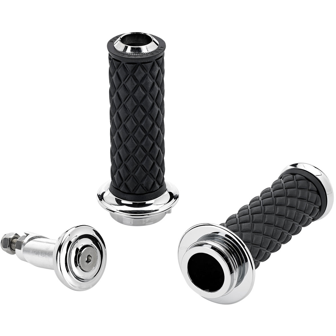 1" AlumiCore TBW Grips For H-D Bars With Hollow Tube End on Clutch Side - Chrome