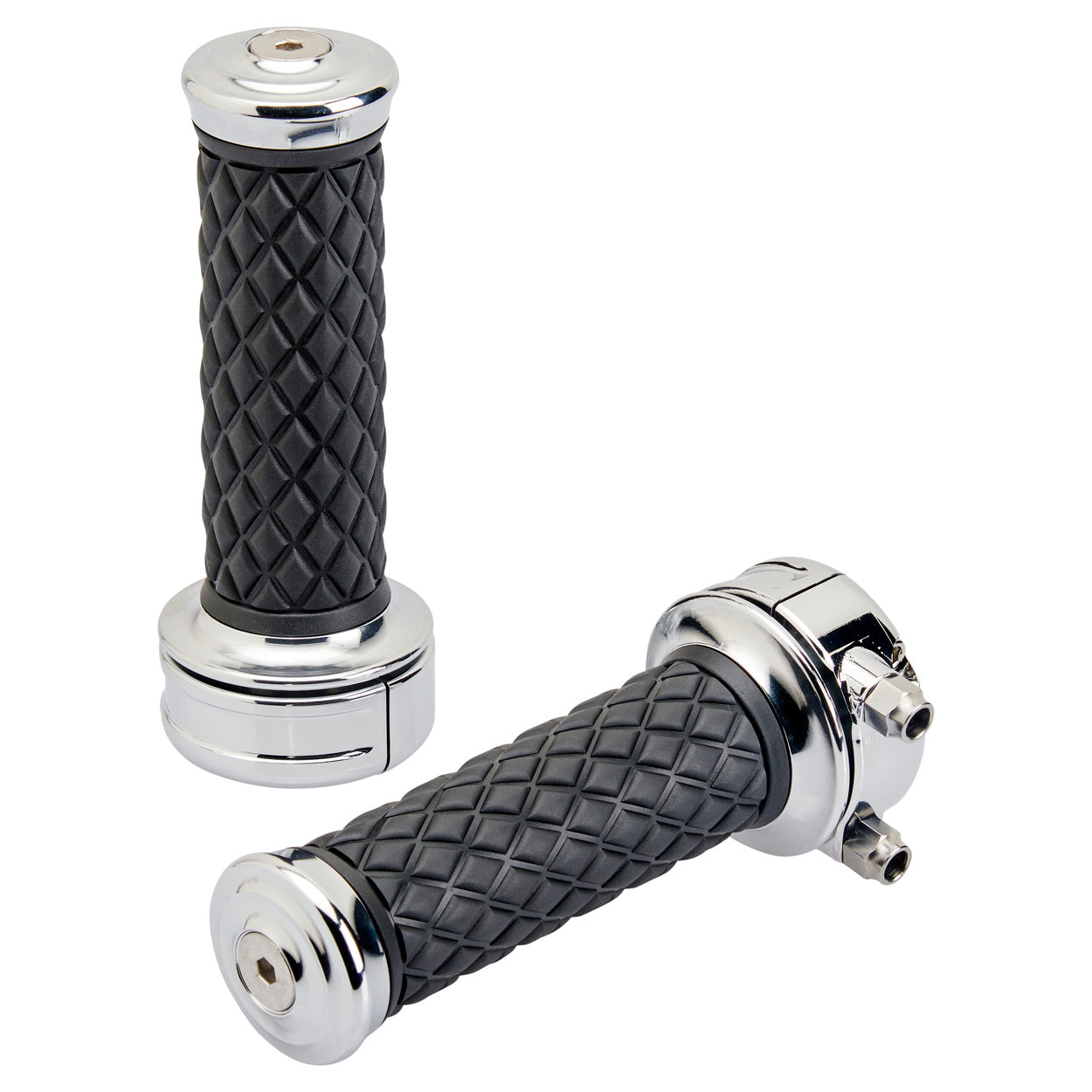 1" AlumiCore Custom Grips with 2-Cable Throttle - Chrome