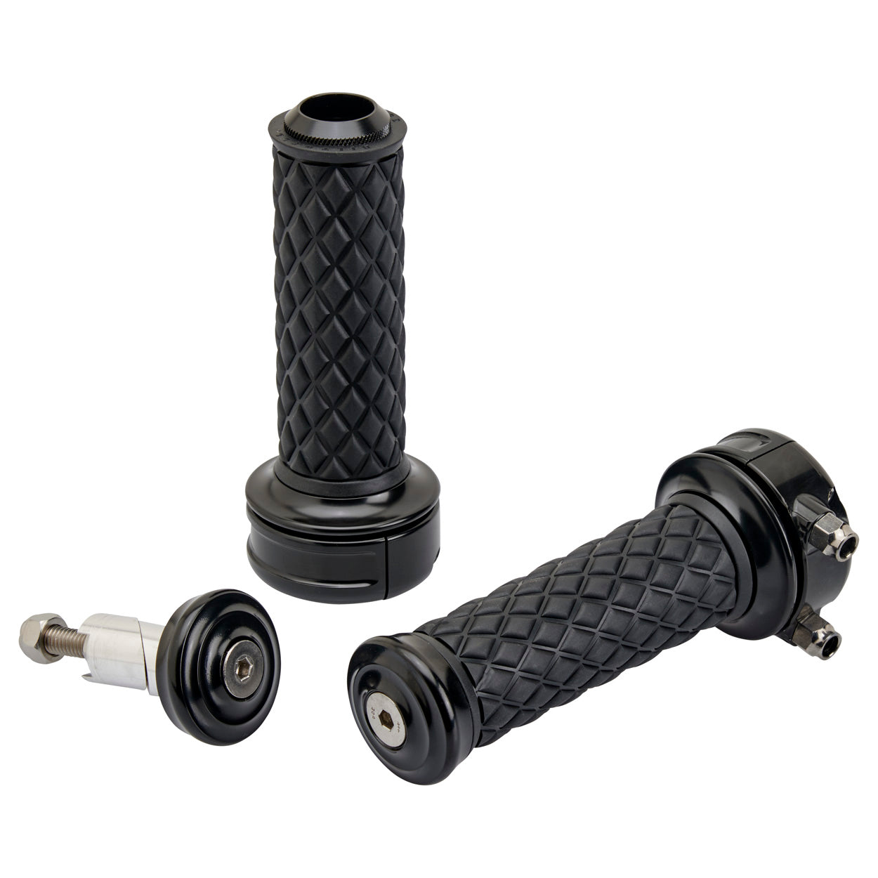 1" AlumiCore Custom Grips with 2-Cable Throttle - Black Electroplate