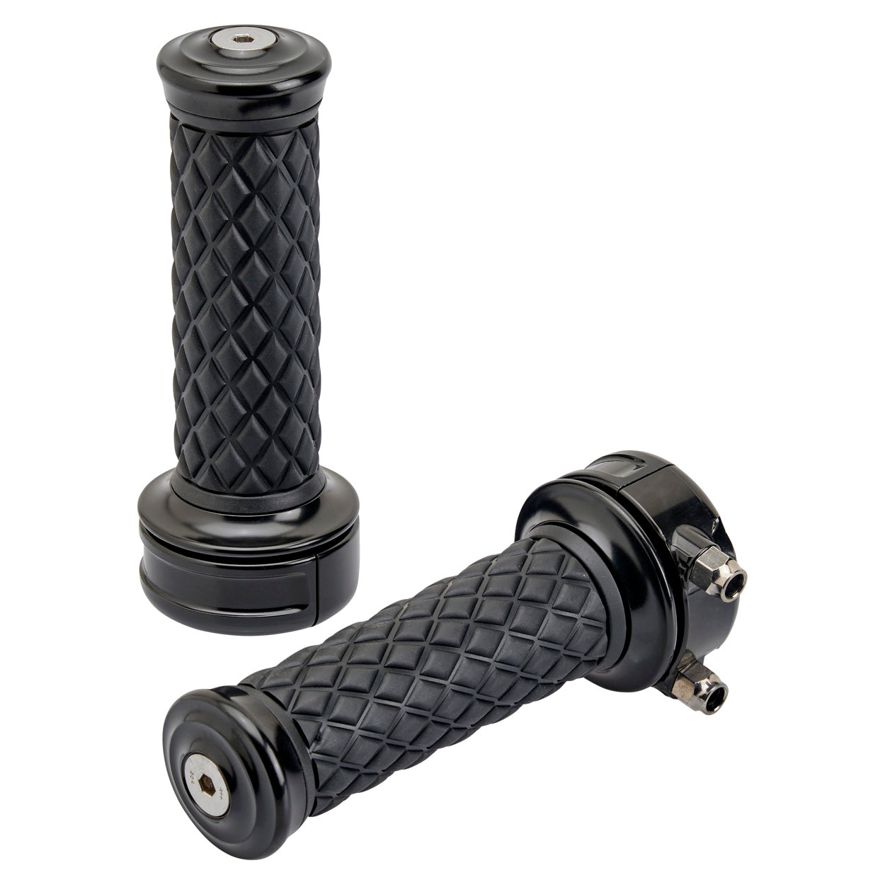 1" AlumiCore Custom Grips with 2-Cable Throttle - Black Electroplate