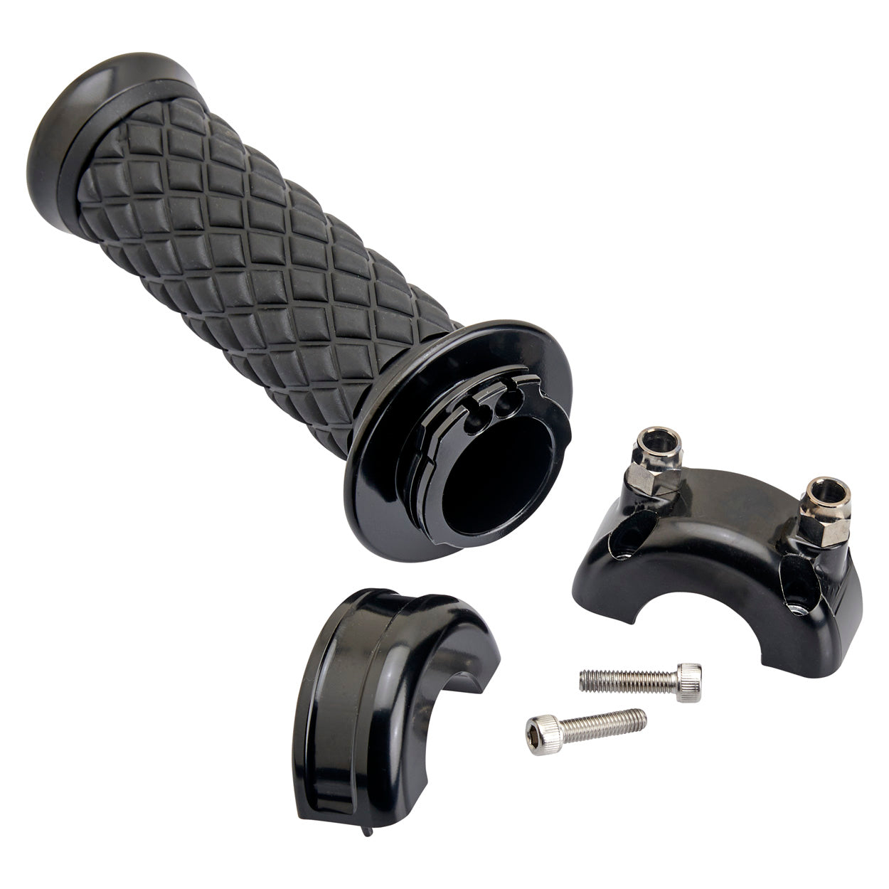 1" AlumiCore Custom Grips with 2-Cable Throttle - Black Electroplate