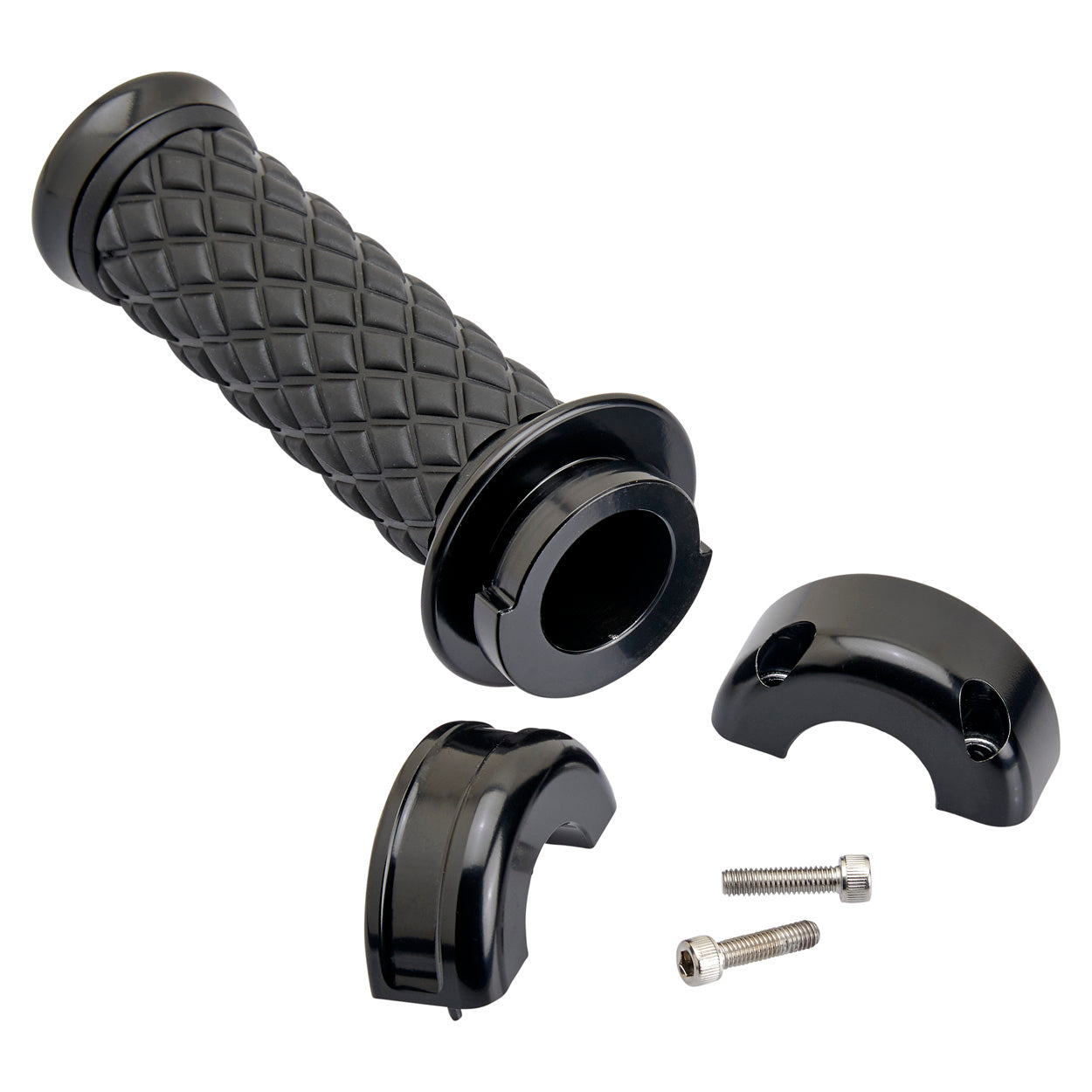 1" AlumiCore Custom Grips with 2-Cable Throttle - Black Electroplate