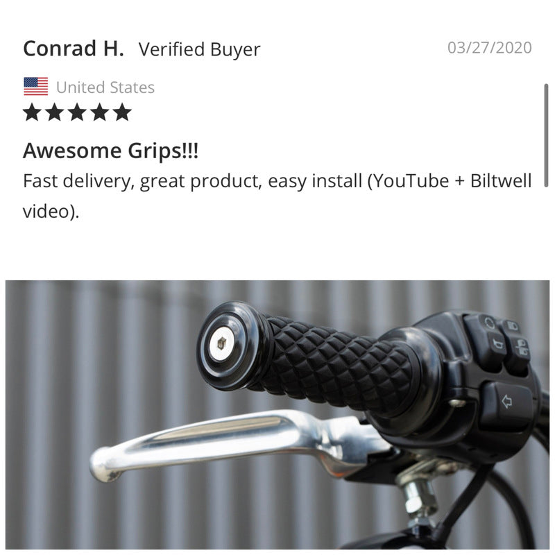 1" AlumiCore TBW Grips For H-D Bars With Hollow Tube End on Clutch Side - Black Electroplate