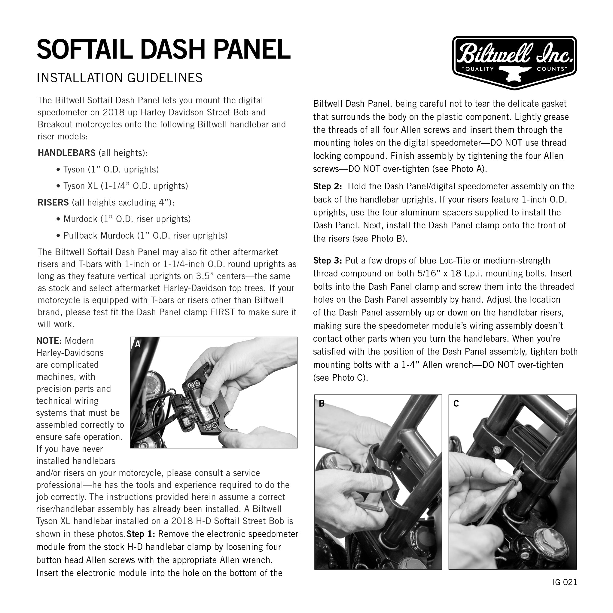 M8 Softail Dash Panel - Black