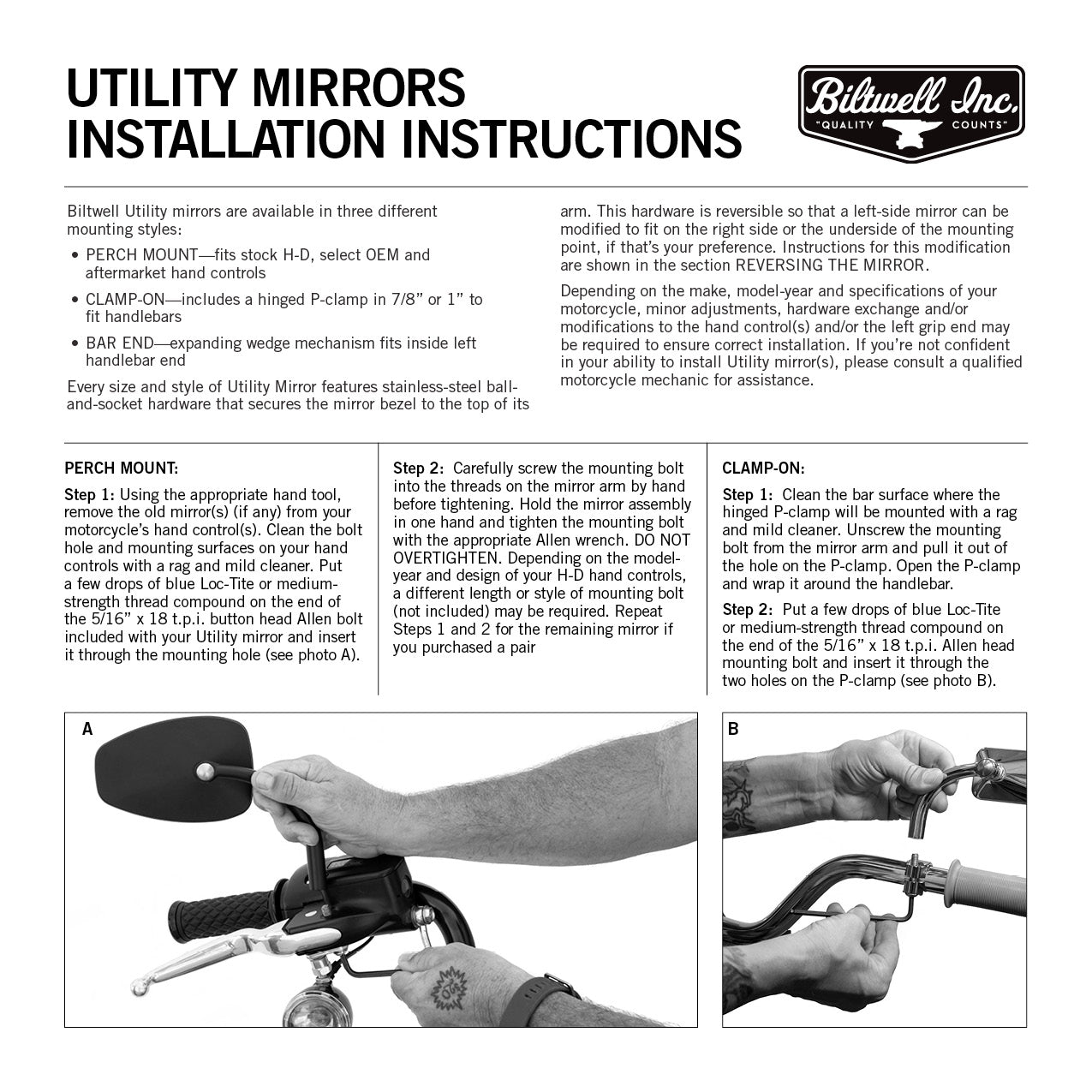 Utility Mirror Short Arm Round CE Clamp-on - Black