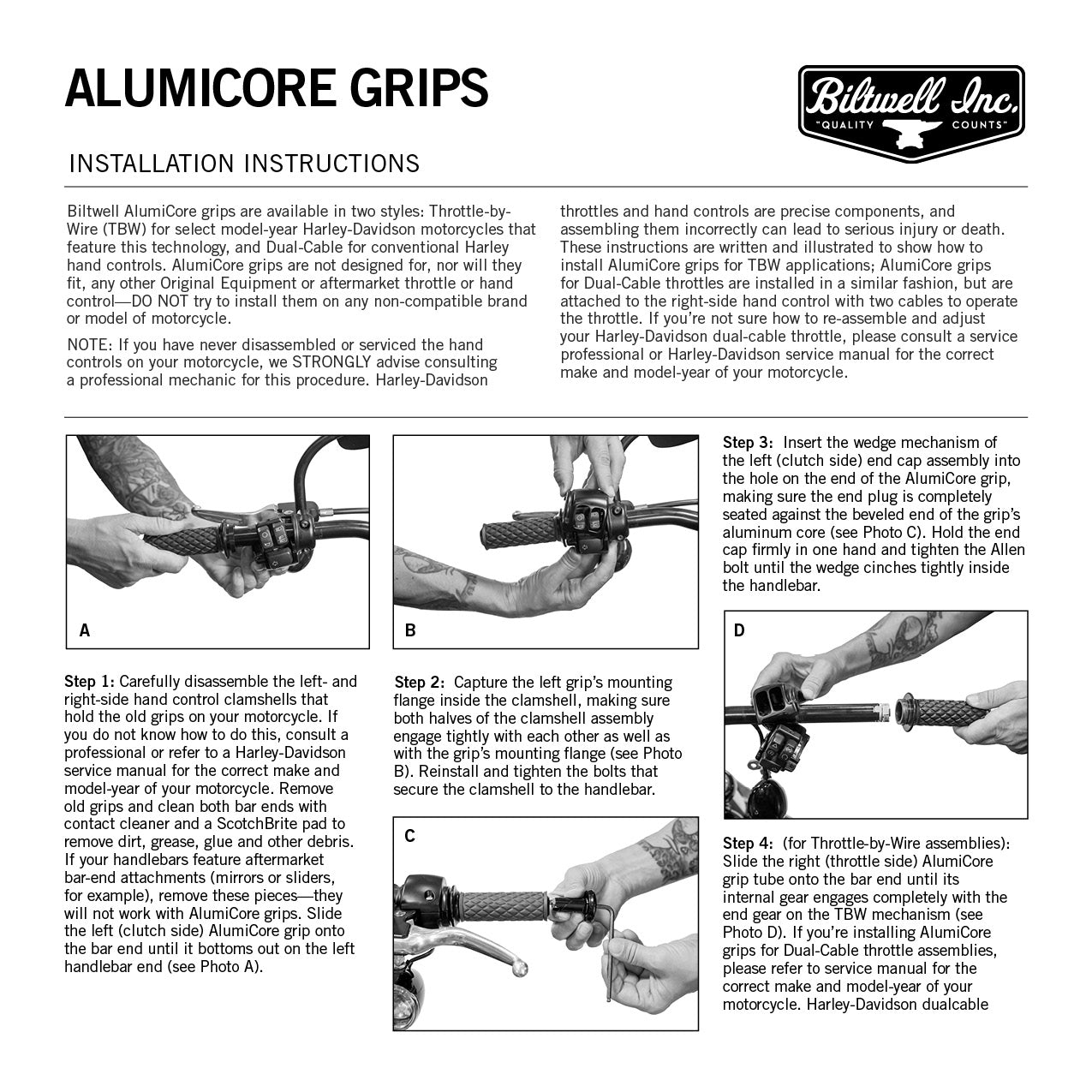 1" AlumiCore For Stock H-D 2-Cable Hand Controls - Chrome