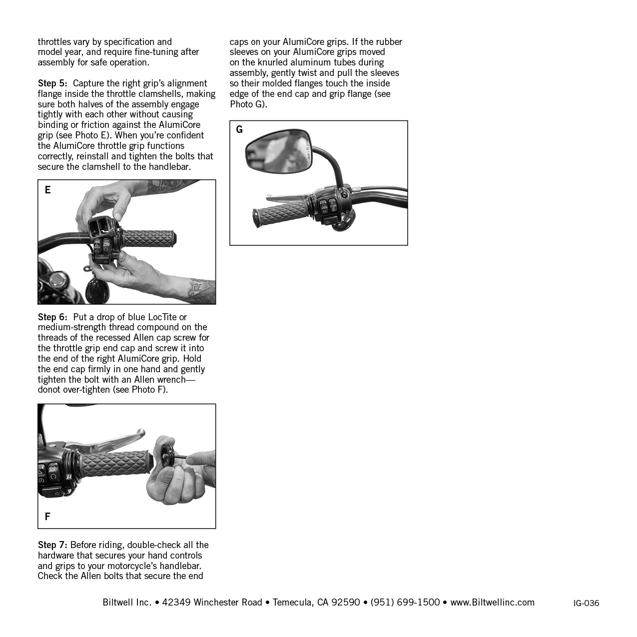 1" AlumiCore TBW Grips For H-D Bars With Hollow Tube End on Clutch Side - Black Electroplate