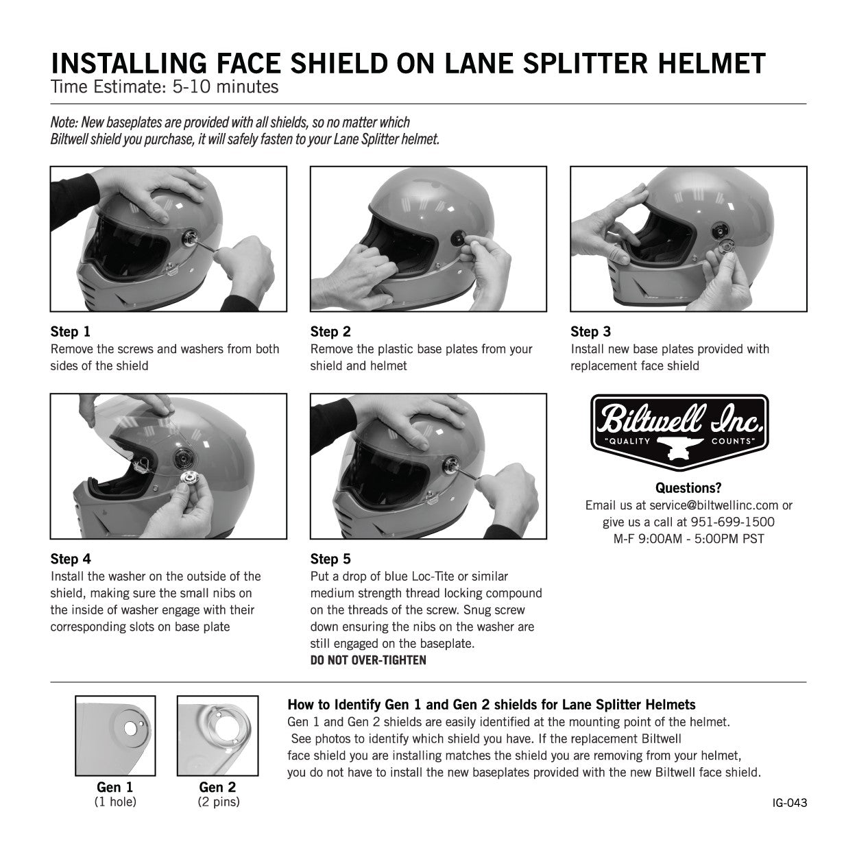 Helmet Shield Gen 1 Baseplate Kit Set