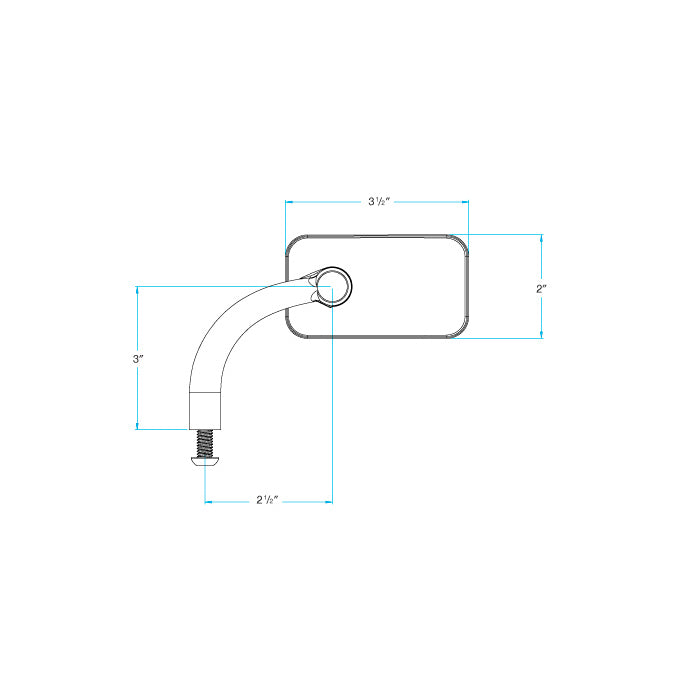 Utility Mirror Rectangle Perch Mount - Black