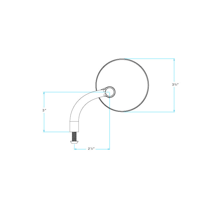 Utility Mirror Round Short Arm CE Perch Mount - Chrome