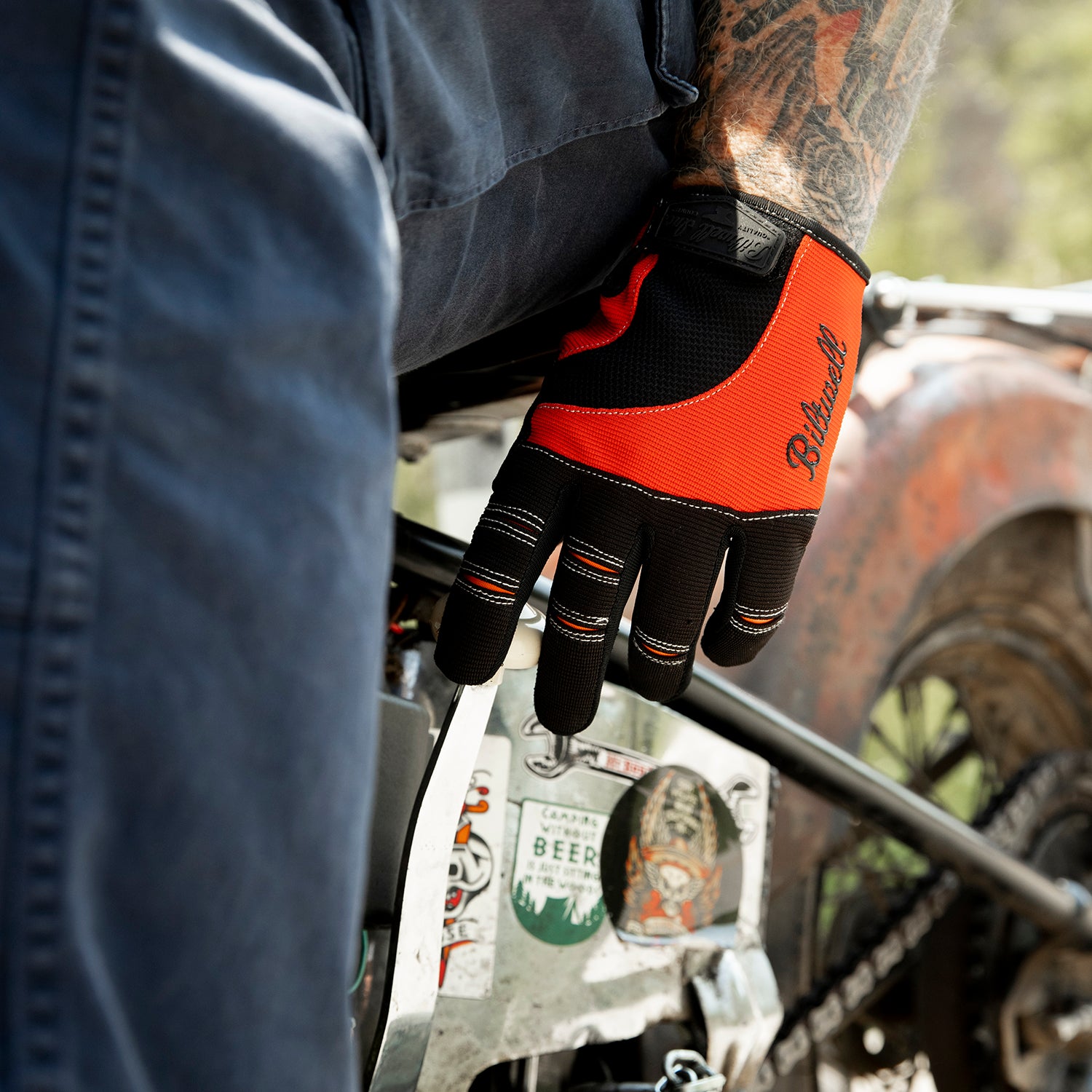 Moto Gloves - Orange/Black