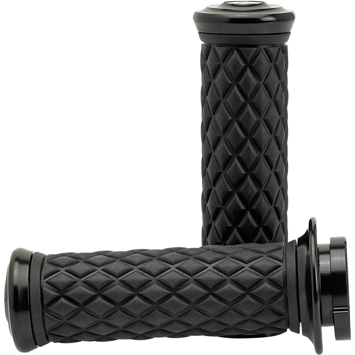 1" AlumiCore TBW Grips For H-D Bars With Hollow Tube End on Clutch Side - Black Electroplate