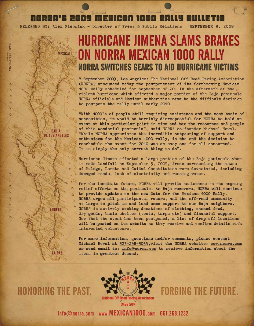 NORRA Mexican 1000 Cancelled