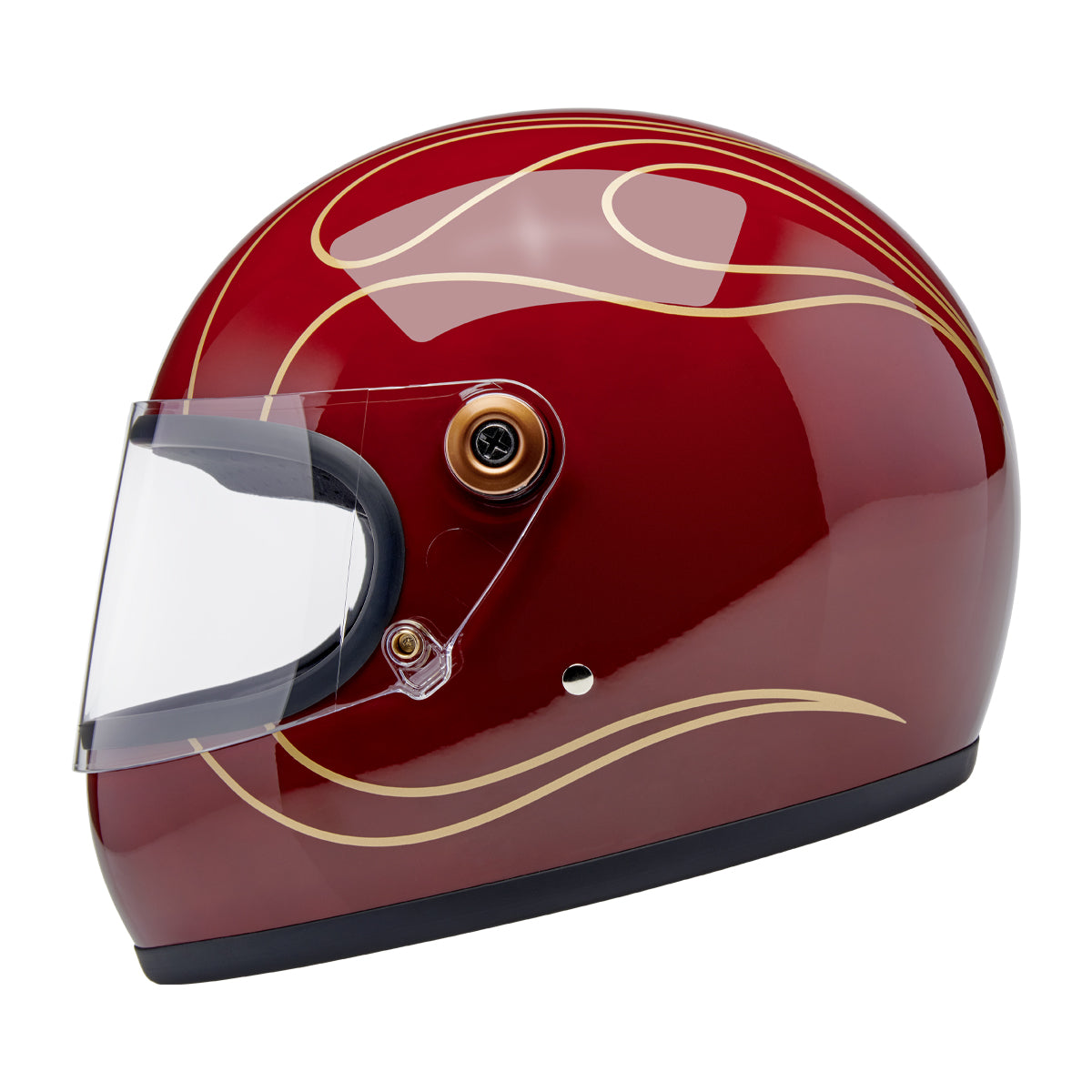 Biltwell Gringo S Flames Helmet 2XL Gloss Garnet Red