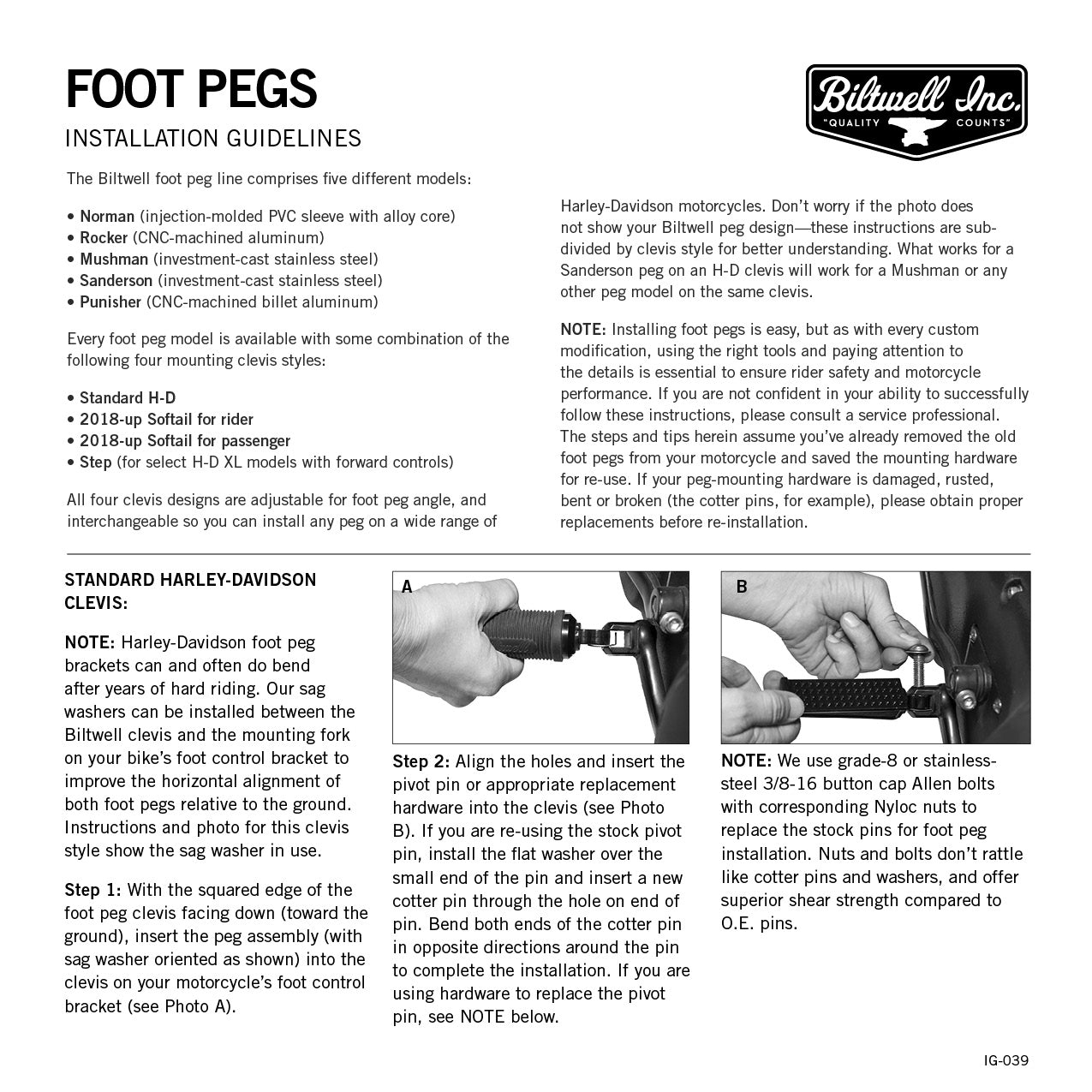 Sanderson Foot Pegs HD Rider - Black Electroplate