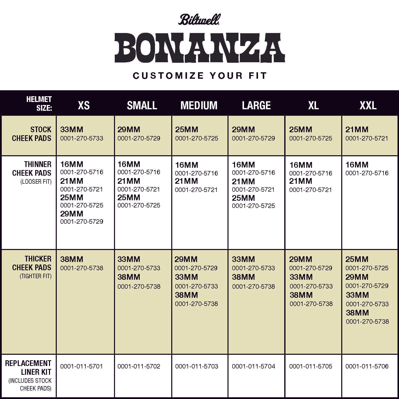 Bonanza Cheek Pad Set - DOT