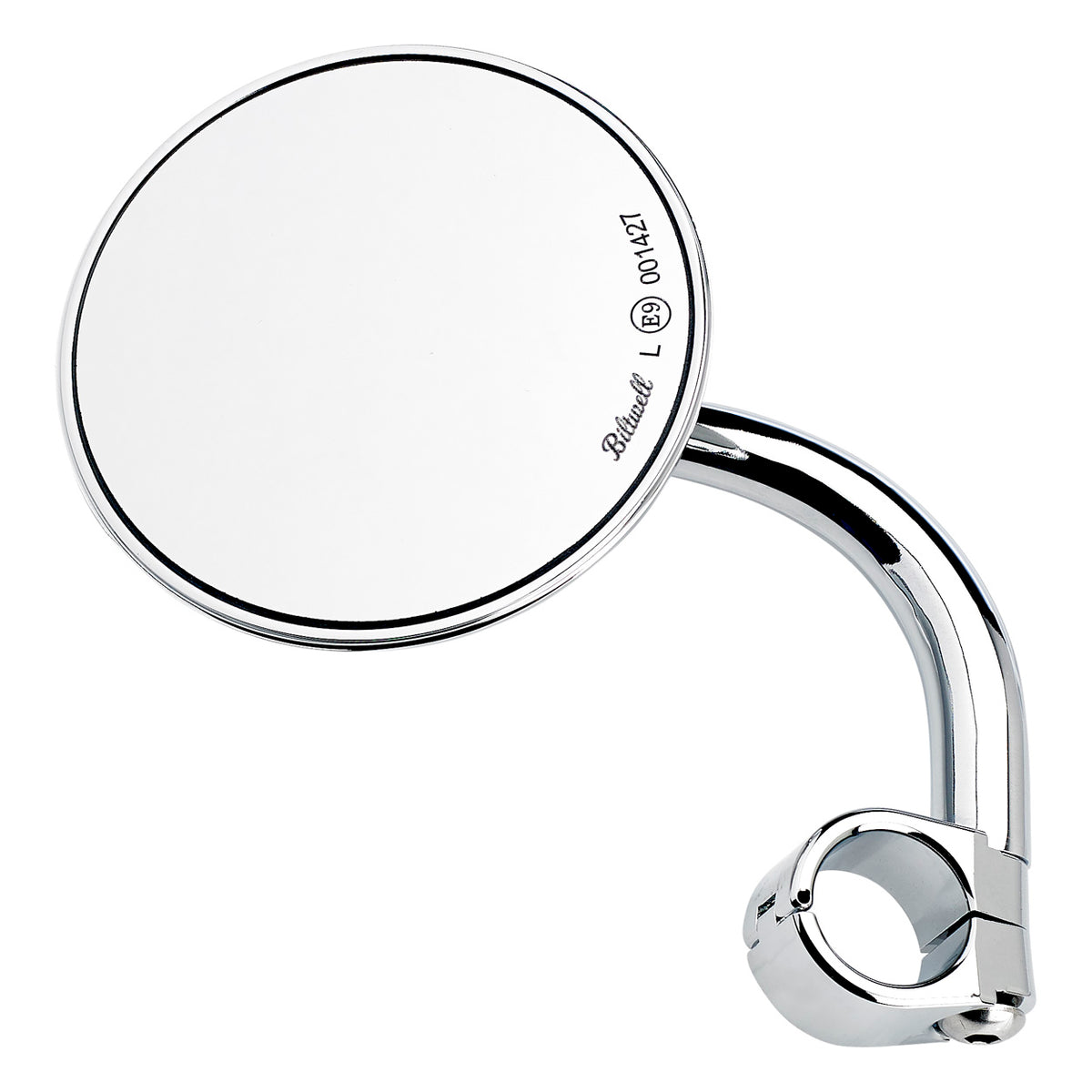 Biltwell Utility Mirror Short Arm Round Clamp-on - Chrome Biltwell Utility Mirror Short Arm Round Clamp-on - Chrome